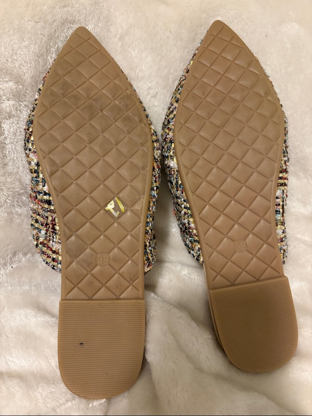Multicolor Tweed Pointed Mules - Picture 5 of 6